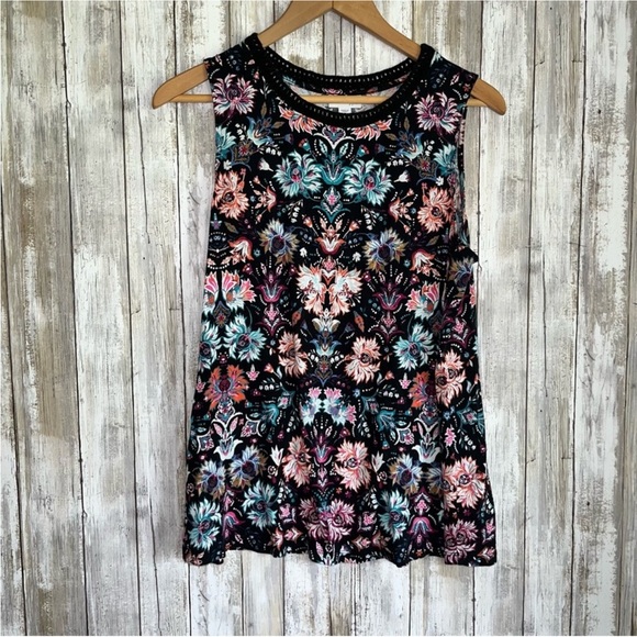 J. Jill Crochet Trim Floral Knit Tank - Picture 2 of 5